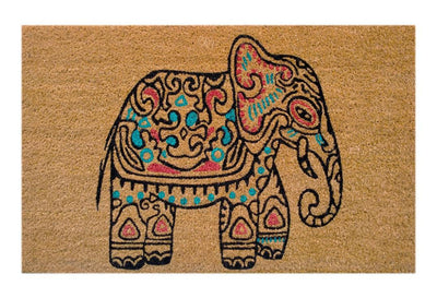 Indie Elephant Printed Natural Coir Doormat