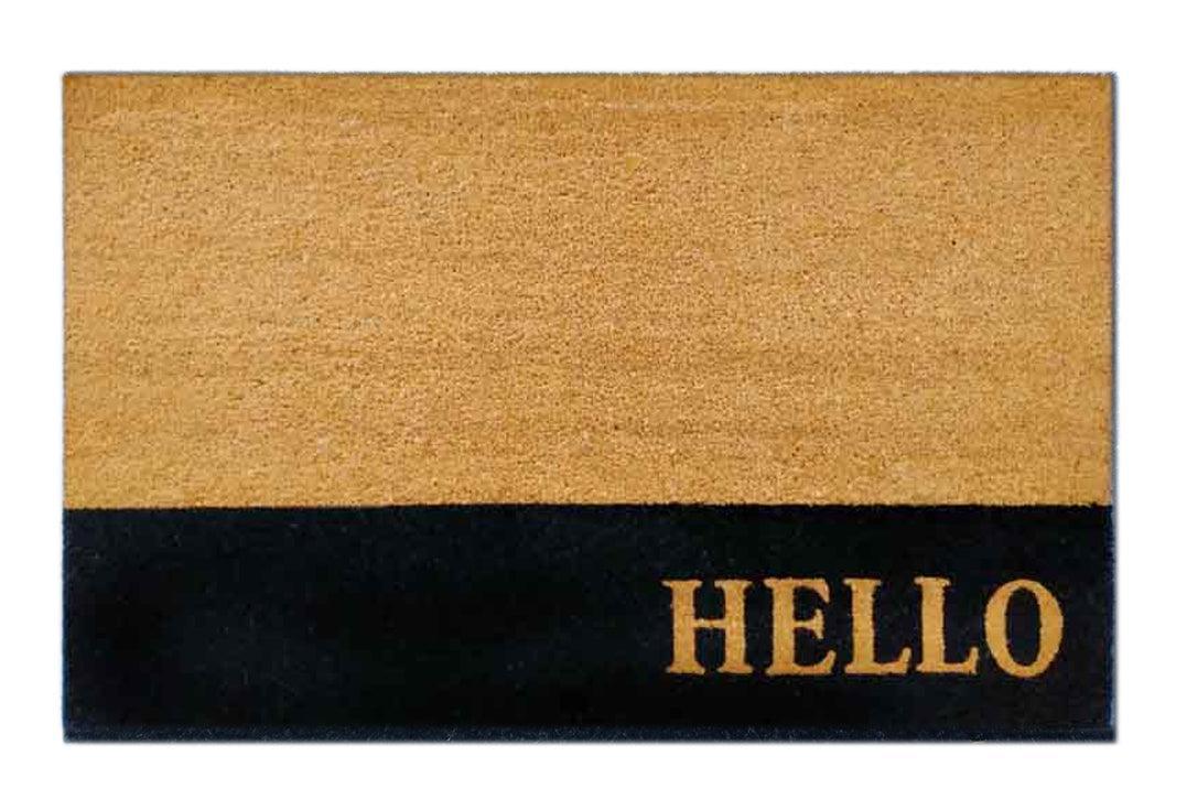 Low-Key Hello Printed Natural Coir Doormat, Outdoor mats