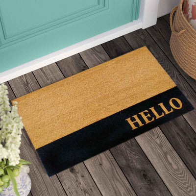 Low-Key Hello Printed Natural Coir Doormat, Outdoor mats