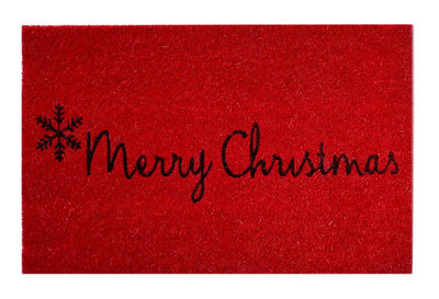 Merry Red Christmas Printed Natural Coir Doormat, Outdoor mats