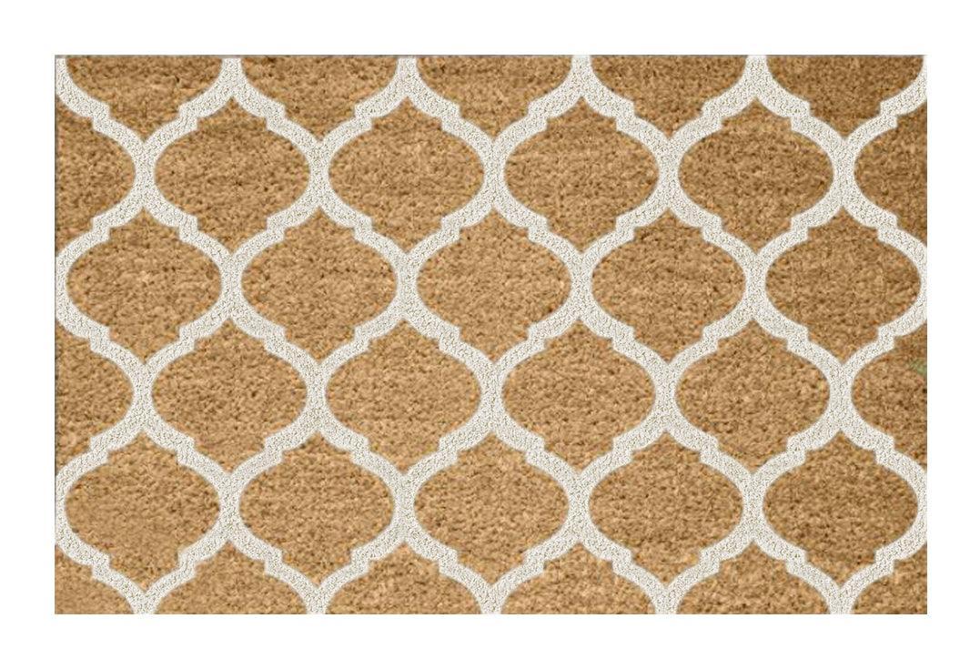 Moroccan Trellis Printed Natural Coir Doormat, Outdoor mats