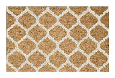 Moroccan Trellis Printed Natural Coir Doormat, Outdoor mats