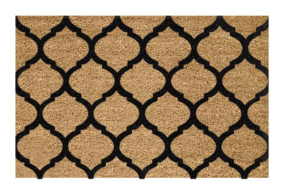 Moroccan Trellis Printed Natural Coir Doormat, Outdoor mats