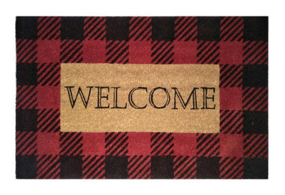 Plaid Script Doormat Doormats Brush, Coco, Coir, Doormats, Premium - DC Home 