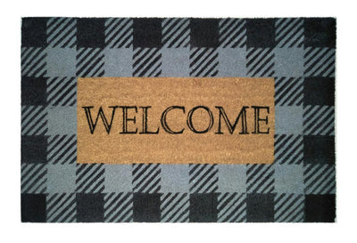 Plaid Script Doormat Doormats Brush, Coco, Coir, Doormats, Premium - DC Home 