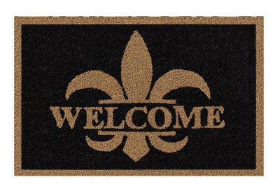 Welcome Fleur-de-lis Doormat Doormats Animals, Brush, Cats, Coco, Coir, Doormats, Pets, Premium - DC Home 