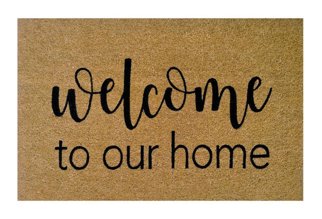 Welcome Home Script Doormat Doormats Brush, Coco, Coir, Doormats, Premium - DC Home 