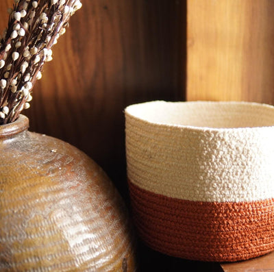 Westbarn Basket, Light Rust/White   - DC Home 