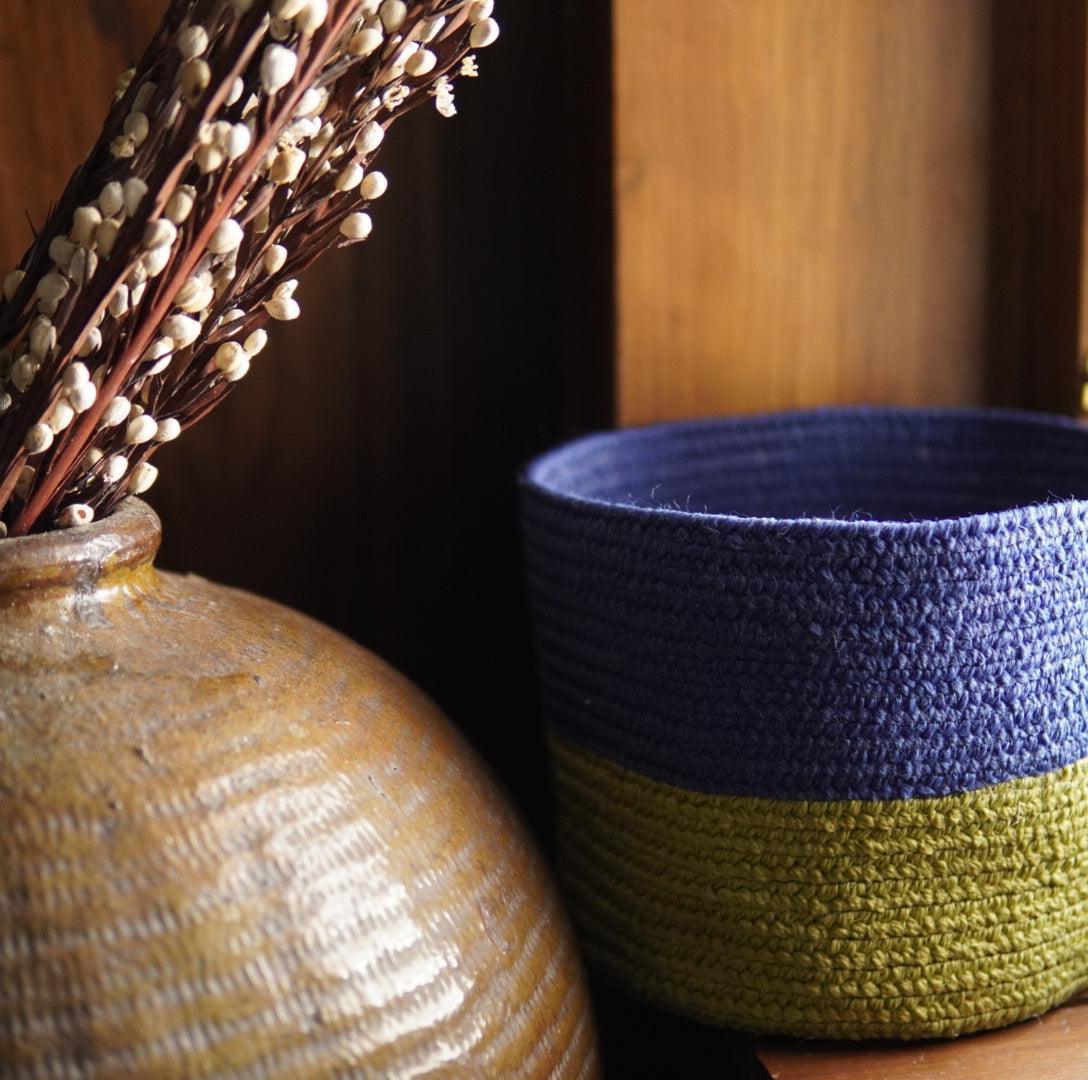 Westbarn Basket, Woodbine Green/Cobalt Blue   - DC Home 