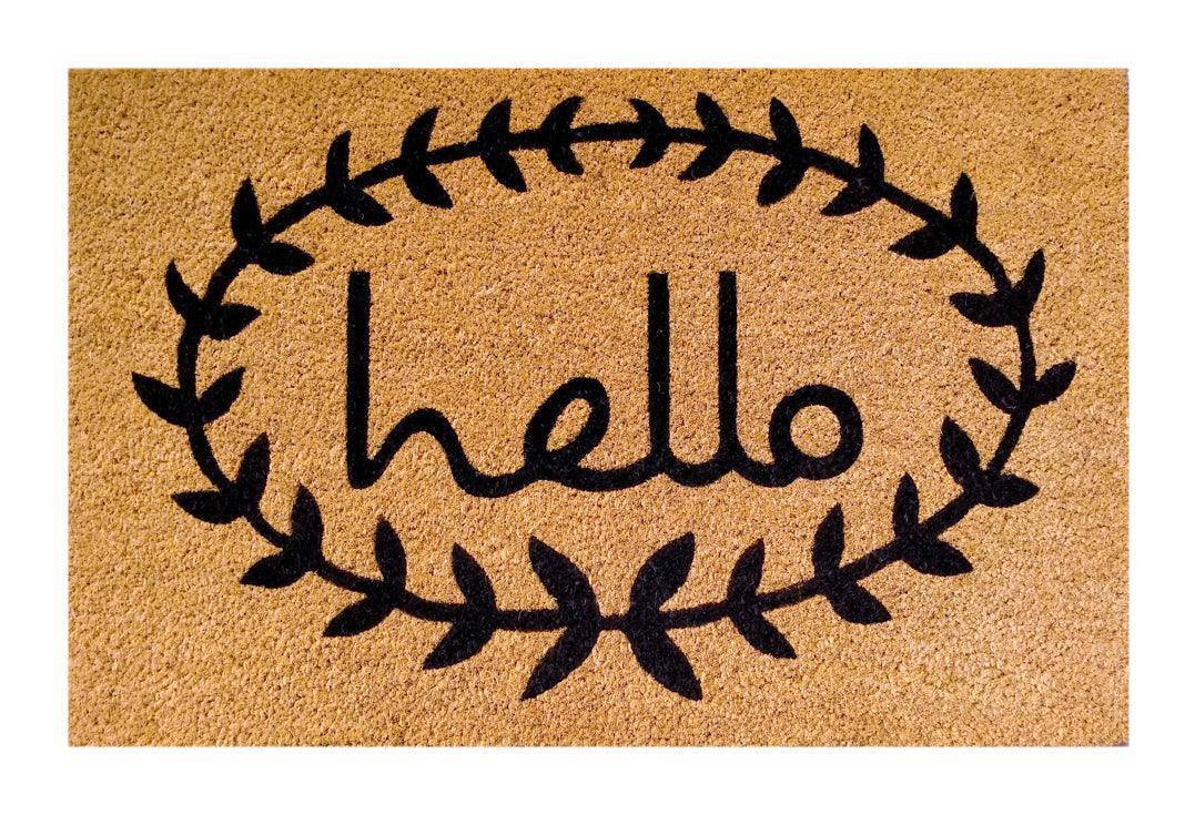 Wreath Hello Doormat Doormats Brush, Coco, Coir, Doormats, Premium - DC Home 